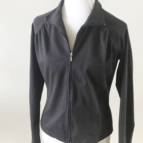 Lucy Black Jacket Full Zip Medium Long Sleeve Athleisure Yoga Running - Picture 1 of 5